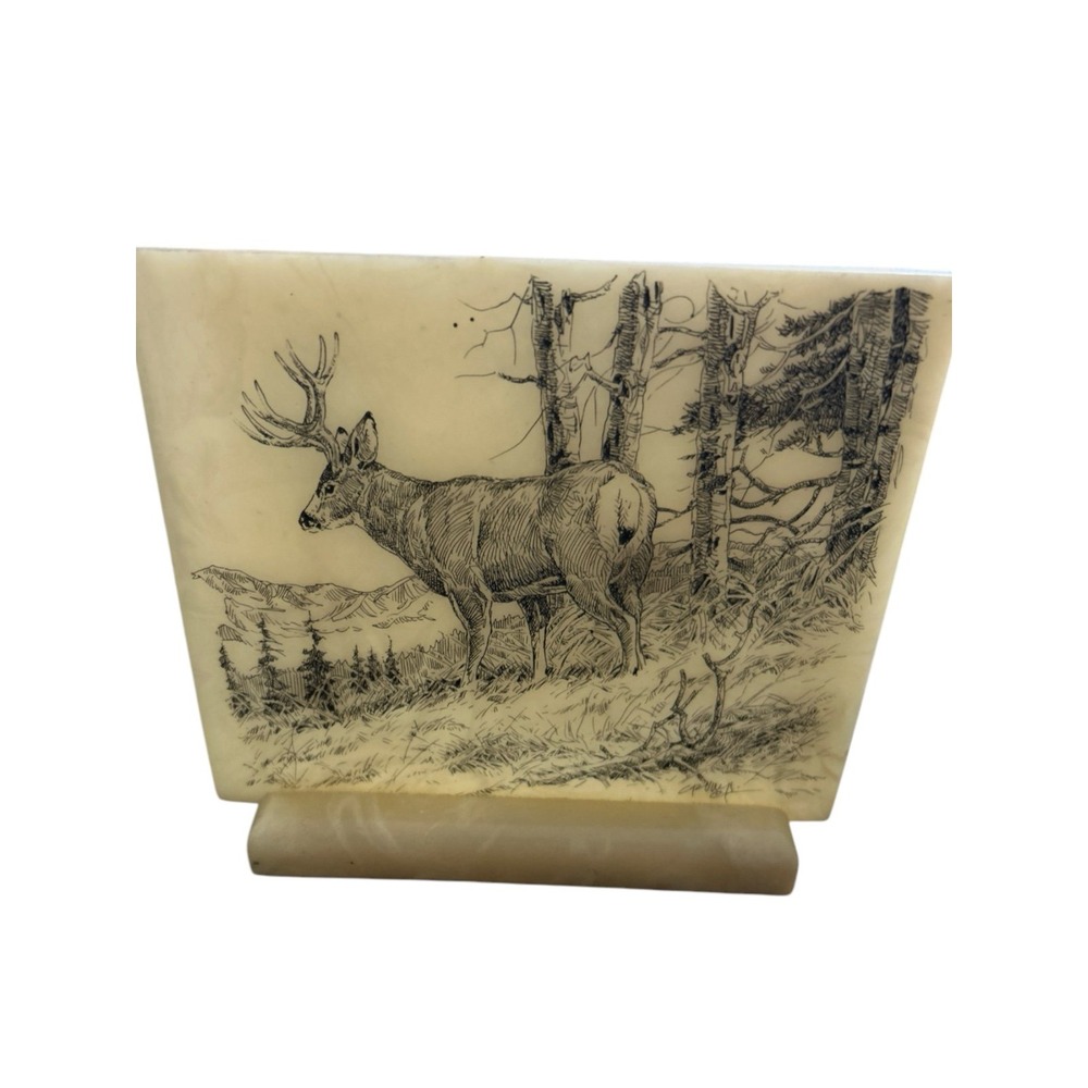 Vintage Etched Deer Marble‎ Decorative piece